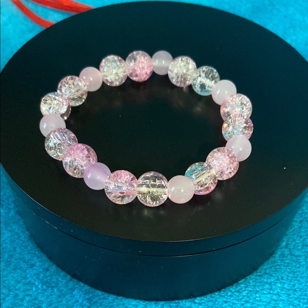 Elegant Pink Crystal Beaded Bracelet